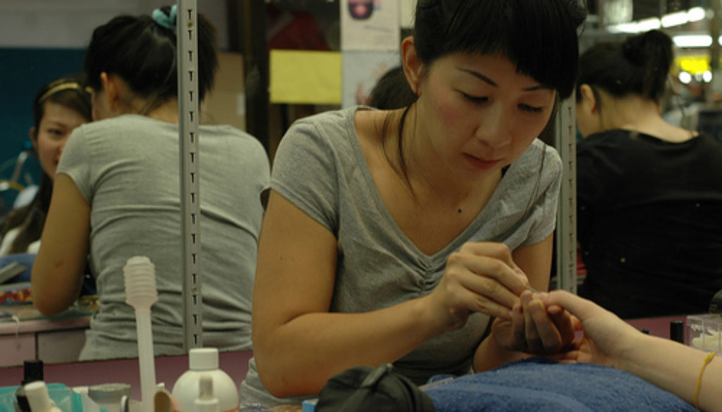 nails salon worker manicure health safety mask
