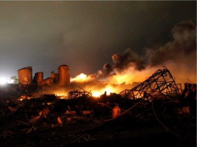 fertilizer plant explosion flame pollution dangerous gas environment hazard regulation