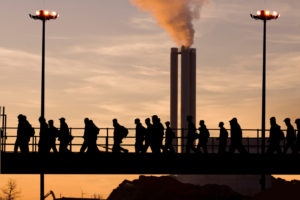 smoke workers pollution coal burning flames dangerous environment hazard harm