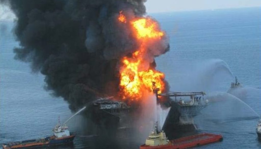 BP Oil Spill explosion flames burning fire ocean drilling fracking