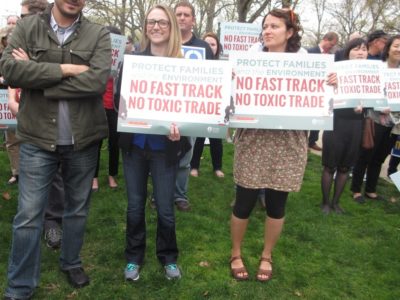 protest fast track toxic trade environment