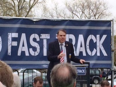 fast track stop protest rally