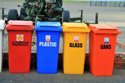 recycling containers plastic glass cans environment safety worker safety